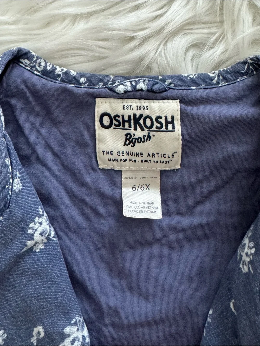 OshKosh B'gosh Quilted Blue Floral Jacket | Girls 6 / 6X